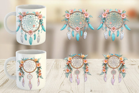 Mug Wrap Floral Dreamcatcher Sublimation artnoy 