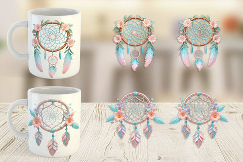 Mug Wrap Floral Dreamcatcher Sublimation artnoy 