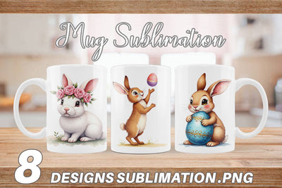 Mug Wrap Floral Easter Bunny Sublimation artnoy 