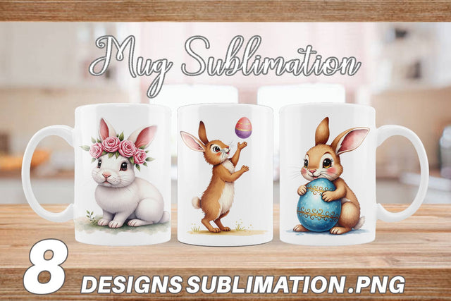 Mug Wrap Floral Easter Bunny Sublimation artnoy 