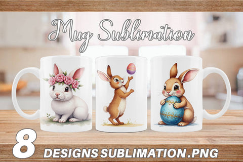 Mug Wrap Floral Easter Bunny Sublimation artnoy 