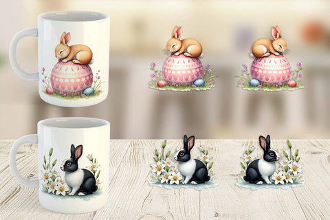 Mug Wrap Floral Easter Bunny Sublimation artnoy 