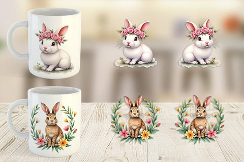 Mug Wrap Floral Easter Bunny Sublimation artnoy 