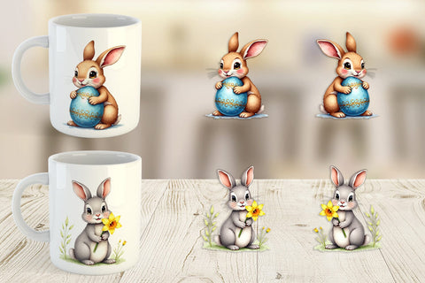 Mug Wrap Floral Easter Bunny Sublimation artnoy 