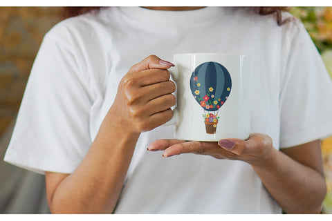 Mug Wrap Floral Hot Air Balloon Sublimation artnoy 