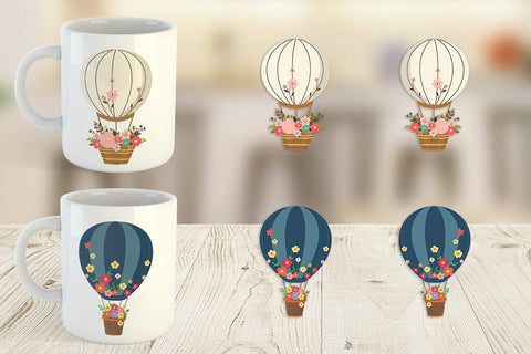 Mug Wrap Floral Hot Air Balloon Sublimation artnoy 