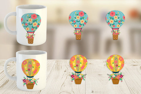 Mug Wrap Floral Hot Air Balloon Sublimation artnoy 