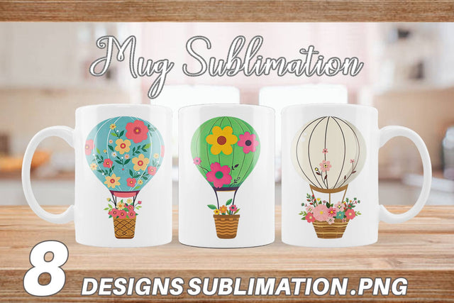Mug Wrap Floral Hot Air Balloon Sublimation artnoy 