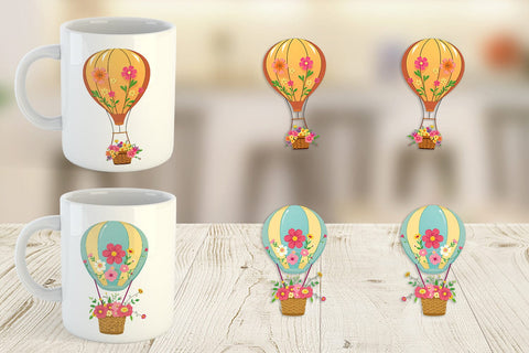 Mug Wrap Floral Hot Air Balloon Sublimation artnoy 