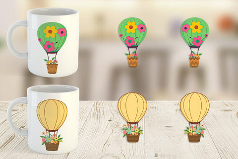 Mug Wrap Floral Hot Air Balloon Sublimation artnoy 