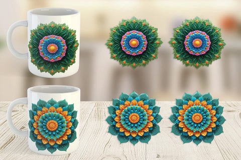 Mug Wrap Floral Mandala Sublimation artnoy 