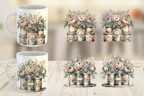 Mug Wrap Floral Metal Tin Sublimation artnoy 