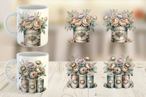 Mug Wrap Floral Metal Tin Sublimation artnoy 