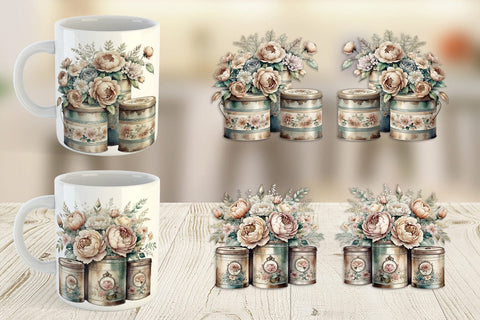 Mug Wrap Floral Metal Tin Sublimation artnoy 