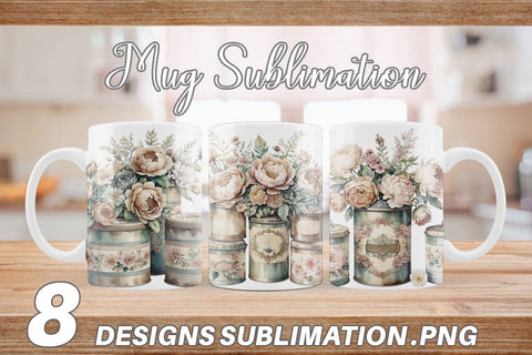 Mug Wrap Floral Metal Tin Sublimation artnoy 