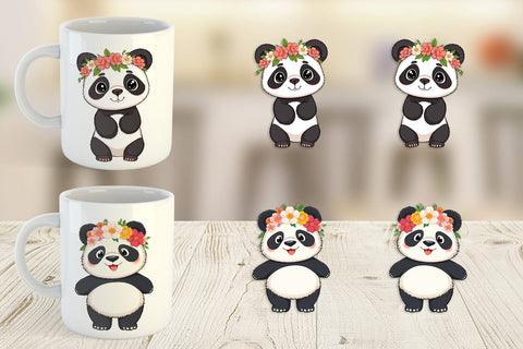 Mug Wrap Floral Panda Sublimation artnoy 
