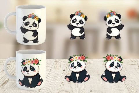 Mug Wrap Floral Panda Sublimation artnoy 