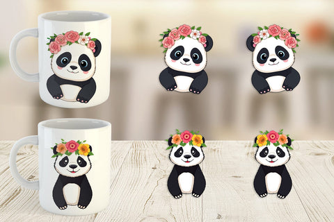 Mug Wrap Floral Panda Sublimation artnoy 