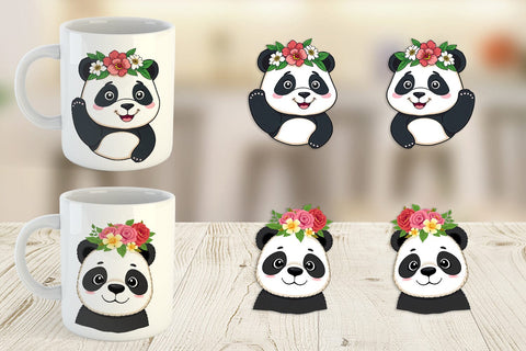 Mug Wrap Floral Panda Sublimation artnoy 