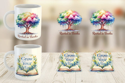 Mug Wrap Floral Reading Quotes Sublimation artnoy 