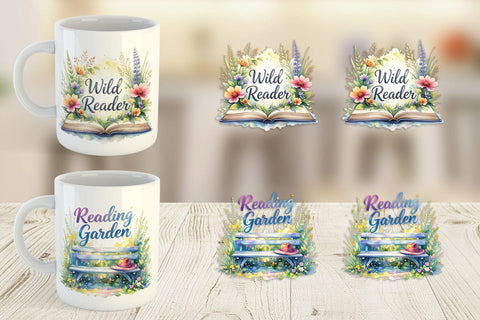Mug Wrap Floral Reading Quotes Sublimation artnoy 