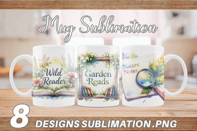 Mug Wrap Floral Reading Quotes Sublimation artnoy 