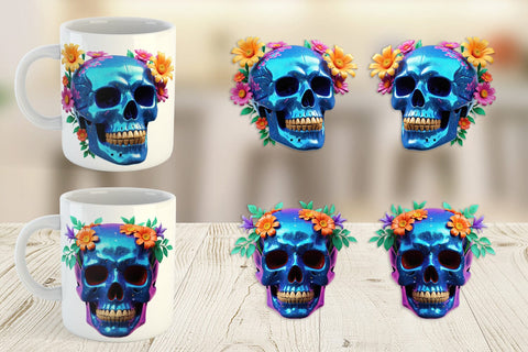 Mug Wrap Floral Skull Sublimation artnoy 