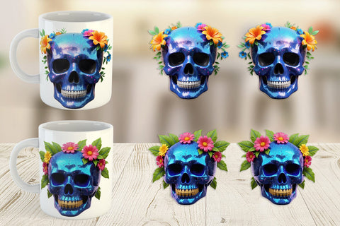 Mug Wrap Floral Skull Sublimation artnoy 