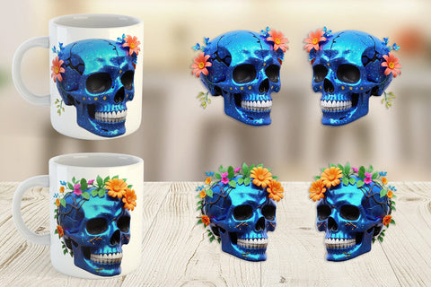Mug Wrap Floral Skull Sublimation artnoy 