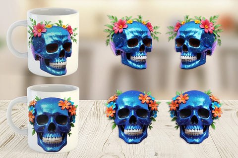 Mug Wrap Floral Skull Sublimation artnoy 