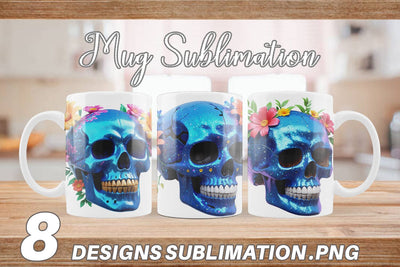 Mug Wrap Floral Skull Sublimation artnoy 