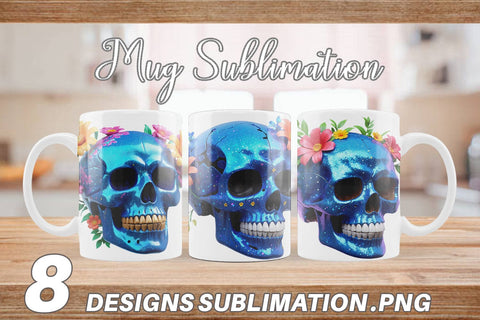 Mug Wrap Floral Skull Sublimation artnoy 