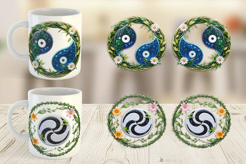 Mug Wrap Floral Yin-Yang Sublimation artnoy 