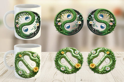 Mug Wrap Floral Yin-Yang Sublimation artnoy 