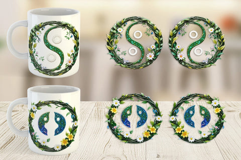 Mug Wrap Floral Yin-Yang Sublimation artnoy 