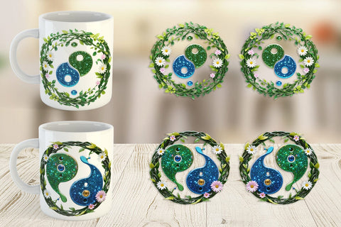 Mug Wrap Floral Yin-Yang Sublimation artnoy 