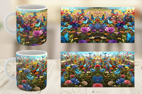 Mug Wrap Flower and Butterfly Sublimation artnoy 