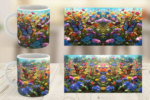 Mug Wrap Flower and Butterfly Sublimation artnoy 