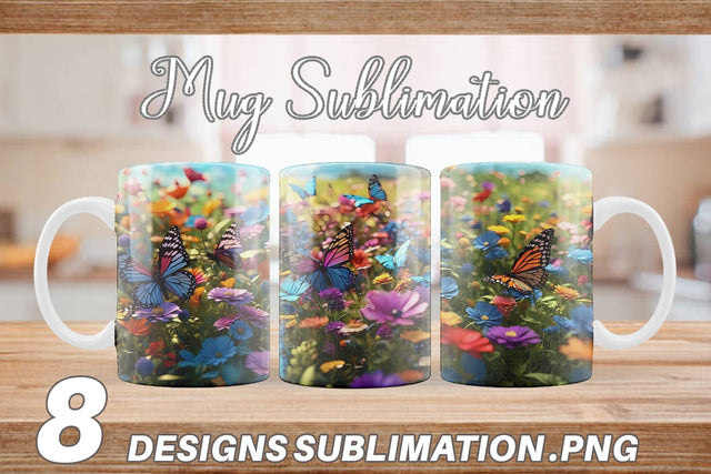 Mug Wrap Flower and Butterfly Sublimation artnoy 