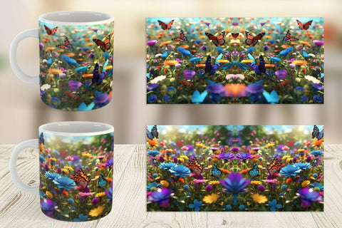 Mug Wrap Flower and Butterfly Sublimation artnoy 