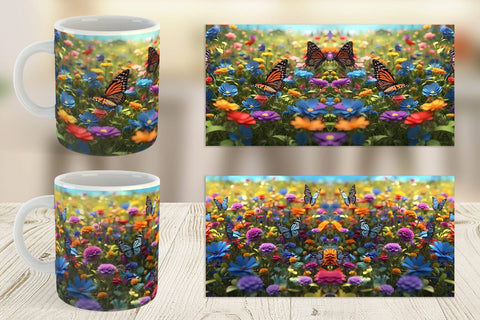 Mug Wrap Flower and Butterfly Sublimation artnoy 