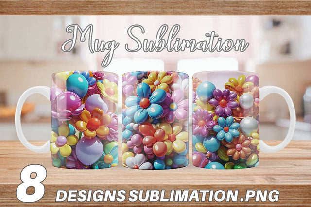 Mug Wrap Flower Balloon Sublimation artnoy 