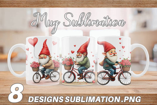 Mug Wrap Flower Bike Gnome Sublimation artnoy 