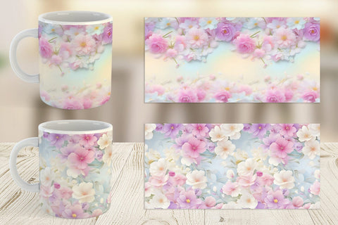 Mug Wrap Flower Pastel Pattern Sublimation artnoy 