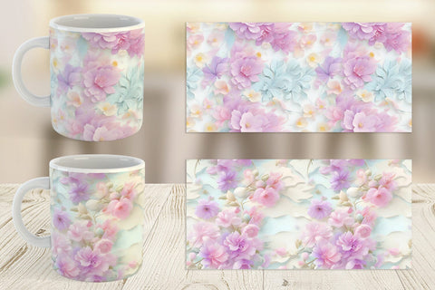 Mug Wrap Flower Pastel Pattern Sublimation artnoy 