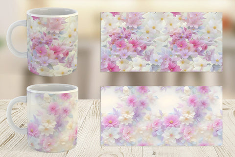 Mug Wrap Flower Pastel Pattern Sublimation artnoy 