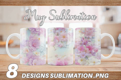Mug Wrap Flower Pastel Pattern Sublimation artnoy 