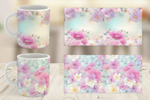 Mug Wrap Flower Pastel Pattern Sublimation artnoy 