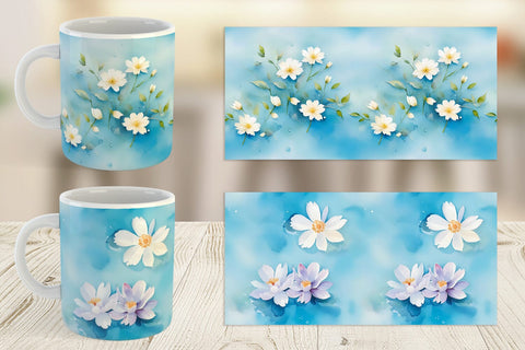 Mug Wrap Flower Pattern Watercolor Sublimation artnoy 