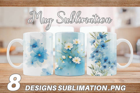 Mug Wrap Flower Pattern Watercolor Sublimation artnoy 